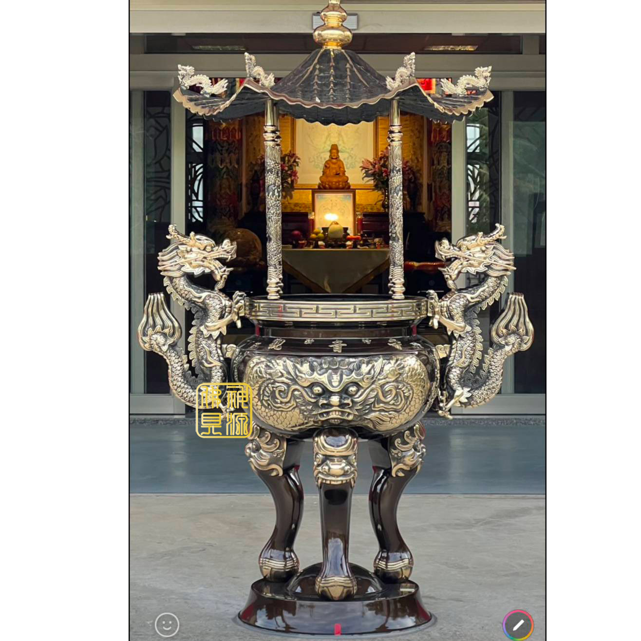 仿古五爪龍天公爐單層蓋，柱型2尺2