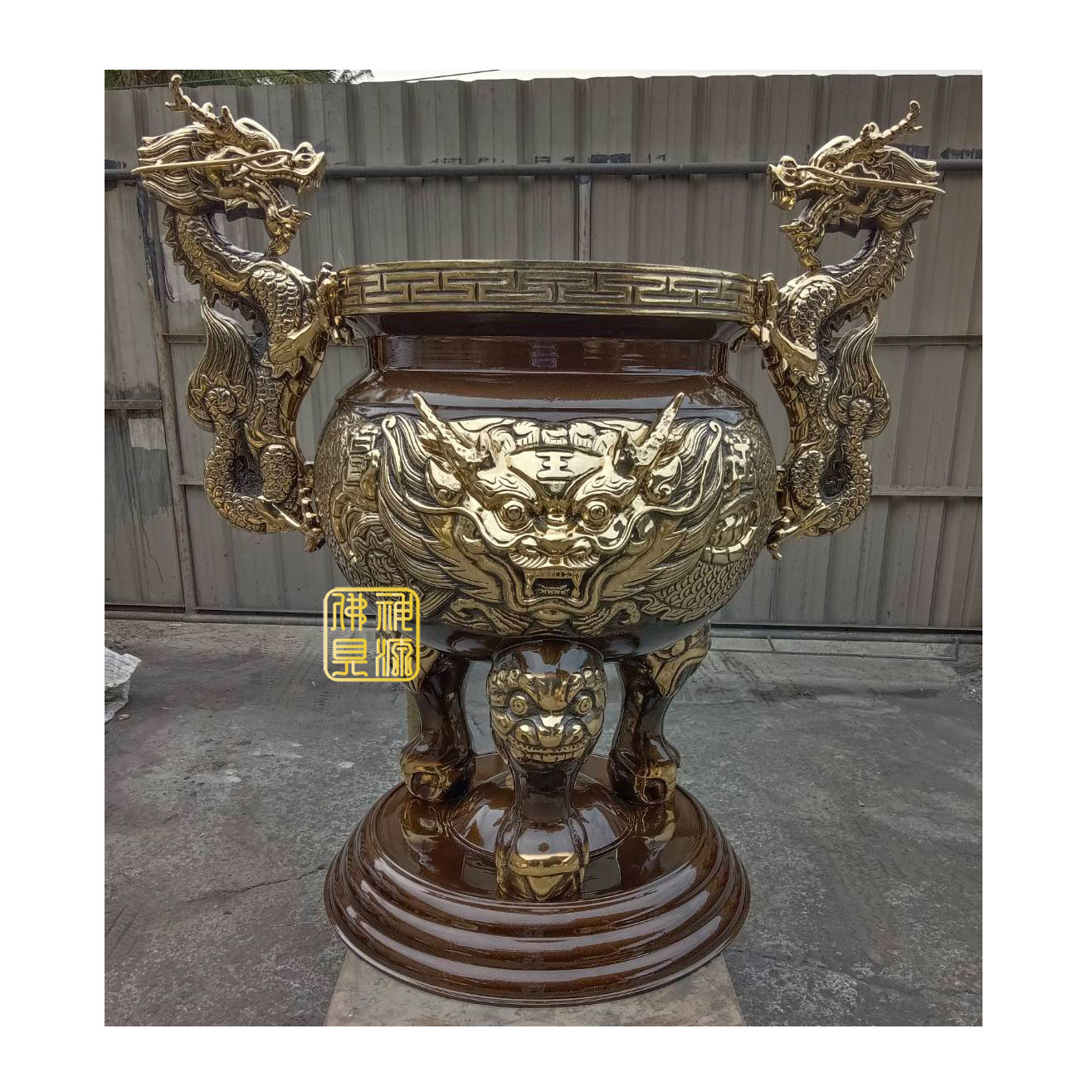 天公爐仿古，包腳，五爪龍耳，爐身加大型，三層底座2尺2