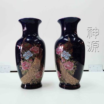 7寸藍蓮子瓶孔雀  |桌上佛具|花      瓶