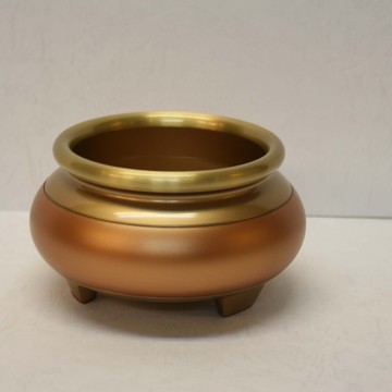 粉紅珍珠大三足素面淨爐3.3寸  |桌上佛具|檀  香  爐