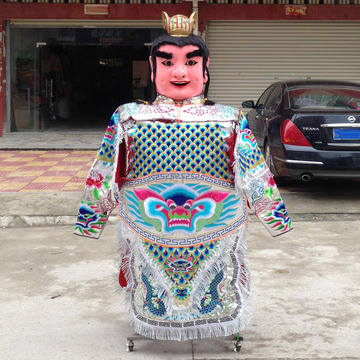 平繡太子童甲-銀底藍甲一套  |神將童仔|太子童仔衣