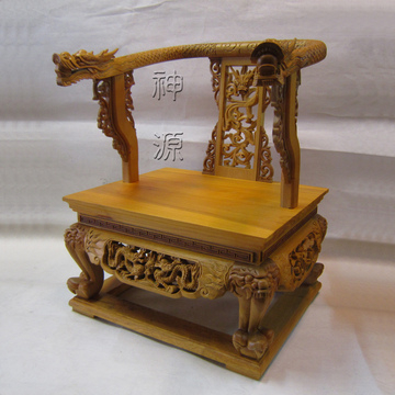 雙龍屈椅1尺3神明用/7寸高  |木雕品