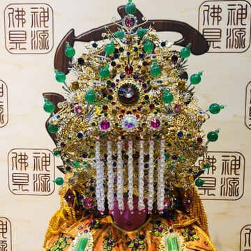 銅帽特級媽祖帽7寸雙色.玉  |神明帽|媽祖帽