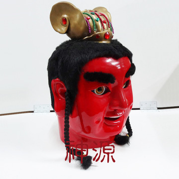 太子童頭.有髮.紅<br>波麗頭<展示品>  |神將童仔|童仔頭