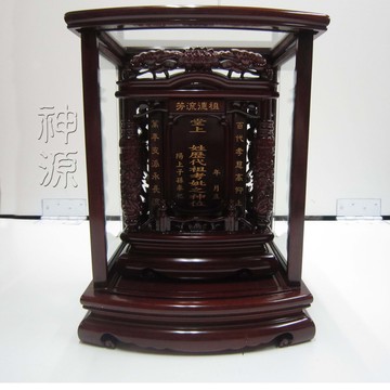 紫檀雙柱祖龕1尺  |桌上佛具|祖先牌位